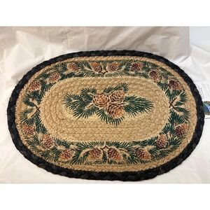 Earth Rugs Pinecone Jute Braided Oval Placemat Rug 10x15 MSP-025A Natural Fiber